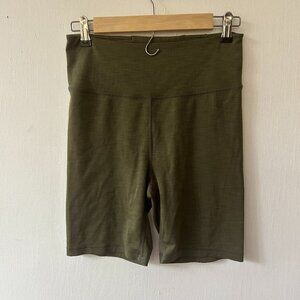 Marine Layer Studio Cycling Shorts Womens Medium Army Green Ribbed Activewear